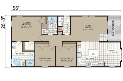 Redman Homes Northwood A25605 Mobile Home Floor Plan
