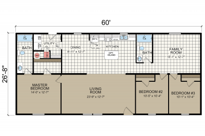 Redman Homes Advantage A36025 Mobile Home Floor Plan