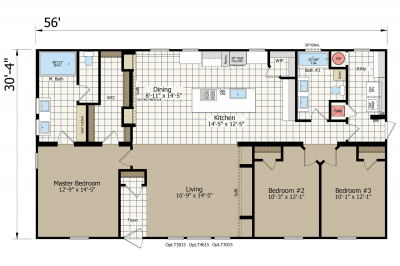 Homes of Merit Cypress Manor 0563C Mobile Home Floor Plan