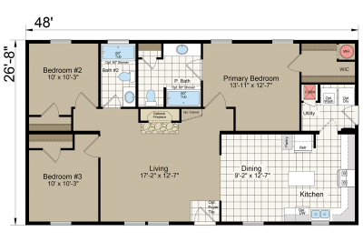 Atlantic Homes Essentials A44830-48 Mobile Home Floor Plan