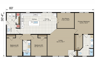 Atlantic Homes Essentials E46028 Mobile Home Floor Plan