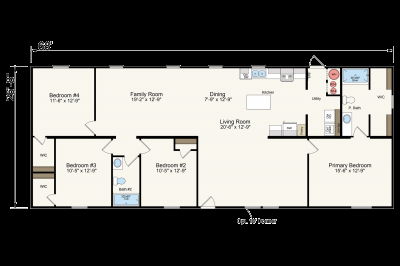 Homes of Merit Prime 2868H42P01 Mobile Home Floor Plan