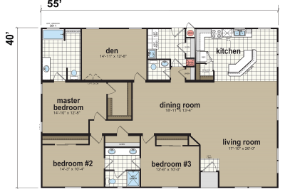 Redman Homes Creekside Manor 7553K Mobile Home Floor Plan