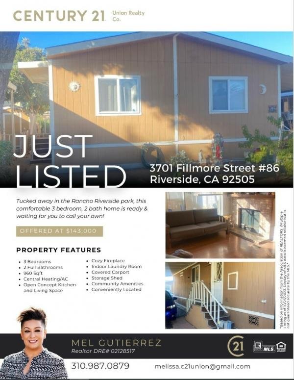 Photo 1 of 1 of home located at 3701 Fillmore St Spc 86 Riverside, CA 92505