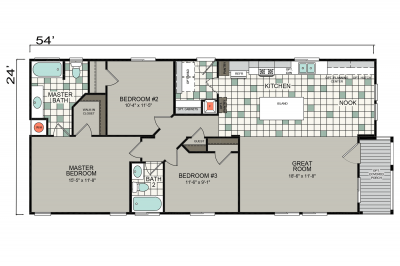 Silvercrest Kingsbrook KB-54 Mobile Home Floor Plan