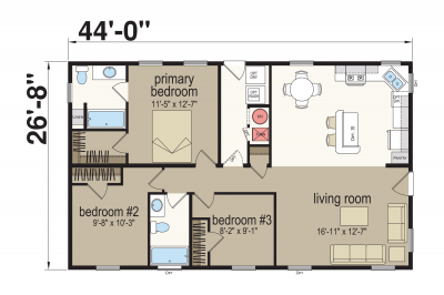 Atlantic Homes Essentials A24403 Mobile Home Floor Plan