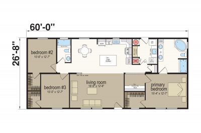Atlantic Homes Essentials A46026 Mobile Home Floor Plan