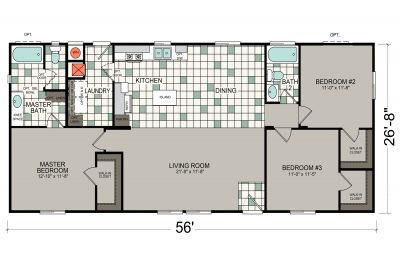 Silvercrest Bradford BD-08 Mobile Home Floor Plan