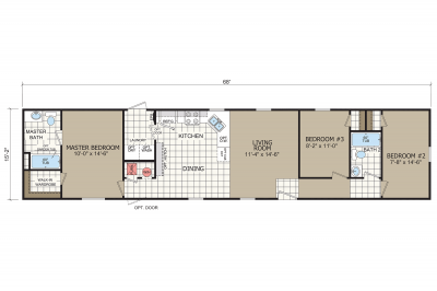 Redman Homes Advantage 1672 205 Mobile Home Floor Plan