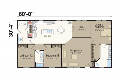 Atlantic Homes Essentials E46028 Mobile Home Floor Plan