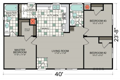 Silvercrest Bradford BD-03 Mobile Home Floor Plan