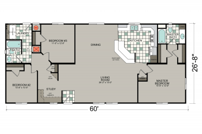 Silvercrest Bradford BD-14 Mobile Home Floor Plan