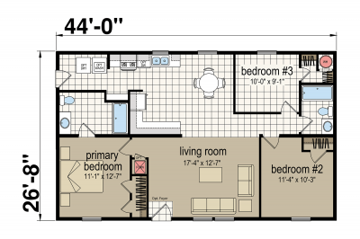 Atlantic Homes Foundations A34425 Mobile Home Floor Plan