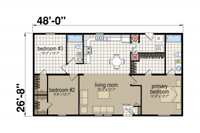 Atlantic Homes Foundations A34825 Mobile Home Floor Plan