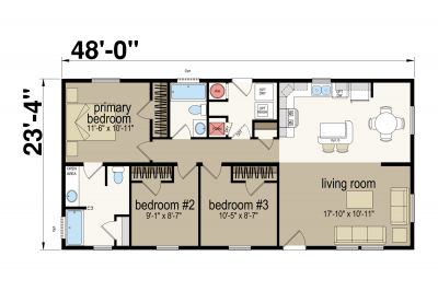 Atlantic Homes Essentials B74852 Mobile Home Floor Plan
