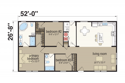 Atlantic Homes Essentials A45231 Mobile Home Floor Plan