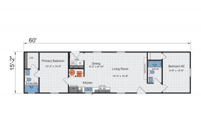 Champion Homes 1660H32A6J Mobile Home Floor Plan