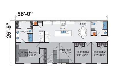 Champion Homes Foundation Limited 2856H32LM56 Mobile Home Floor Plan