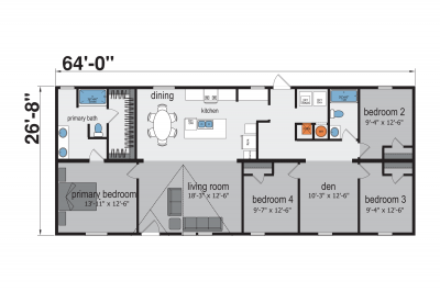 Champion Homes Foundation Limited 2864H42LM64 Mobile Home Floor Plan