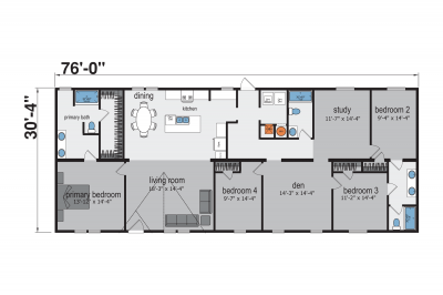 Champion Homes Foundation Limited 3276H43LM76 Mobile Home Floor Plan
