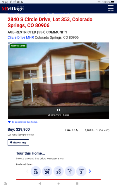 Mobile Home at 2840 S Circle Drive, Lot 353 Colorado Springs, CO 80906