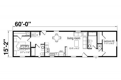 Atlantic Homes Essentials L25401 Mobile Home Floor Plan