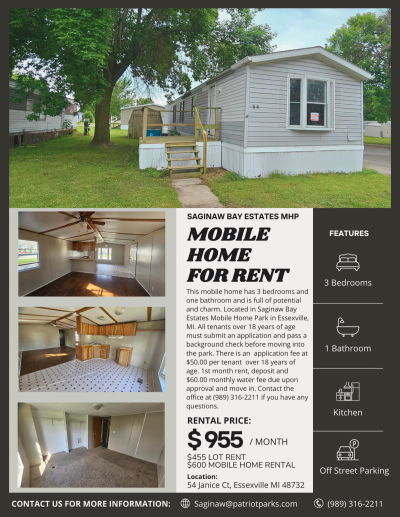 Mobile Home at 54 Janice Ct. Essexville, MI 48732