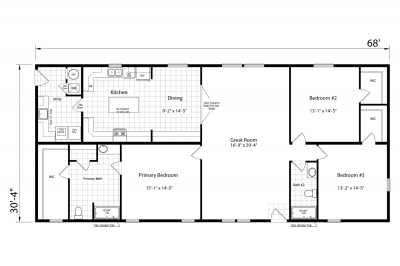 Dutch Housing Aspire 3268H32396 Mobile Home Floor Plan