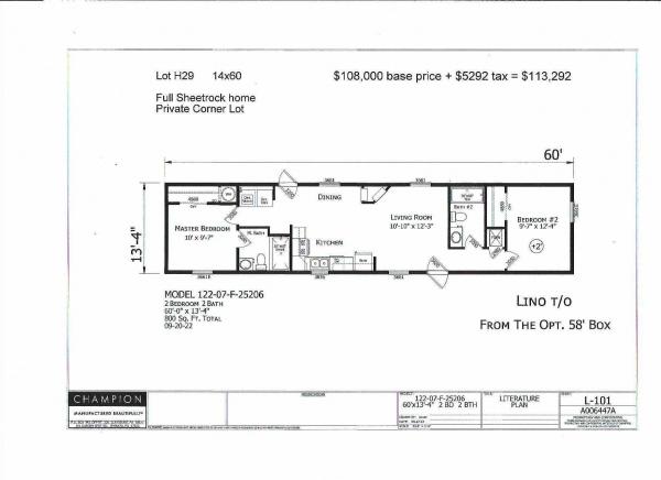 2025 Champion H29 25206 Mobile Home