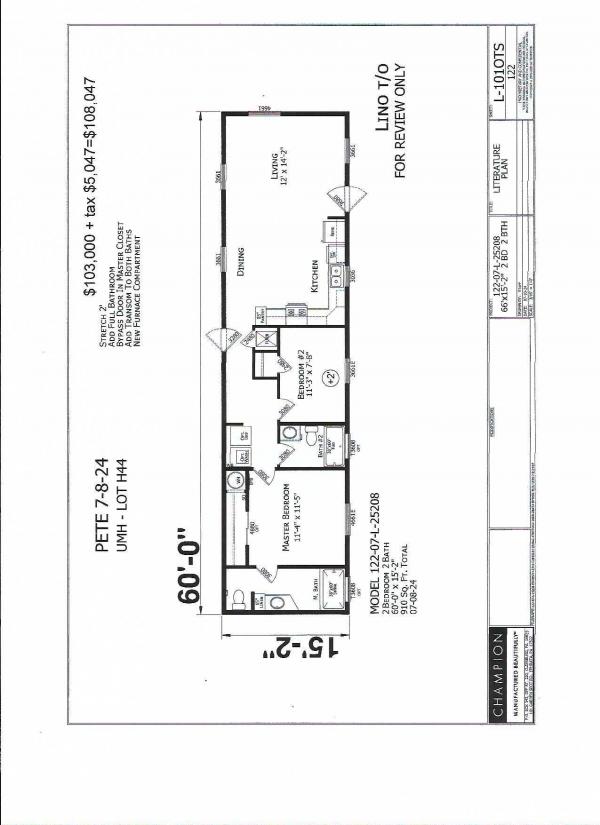 2025 Champion H44 25208 Mobile Home