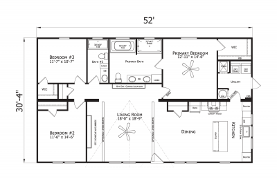 Champion Homes Homestead HS3252B Juniper Mobile Home Floor Plan