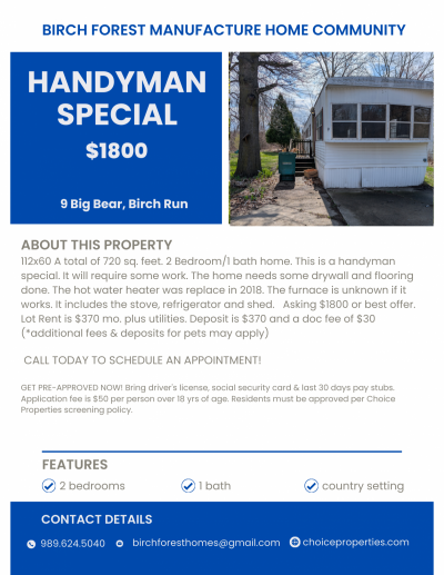 Mobile Home at 9 Big Bear Birch Run, MI 48415