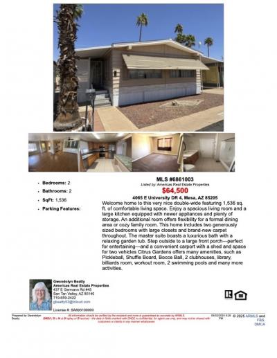 Mobile Home at 4065 E University Dr Lot 4 Mesa, AZ 85205