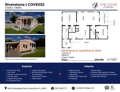 Photo 5 of 5 of home located at 836 SE Saffron Place, Lot Cove032 Crystal River, FL 34429