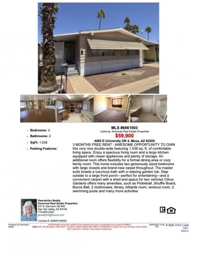 Mobile Home at 4065 E University Dr Lot 4 Mesa, AZ 85205