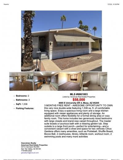 Mobile Home at 4065 E University Dr Lot 4 Mesa, AZ 85205