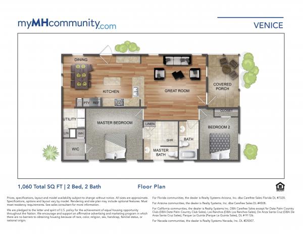2026 Jacobsen Homes Venice w/ Rear Porch Mobile Home