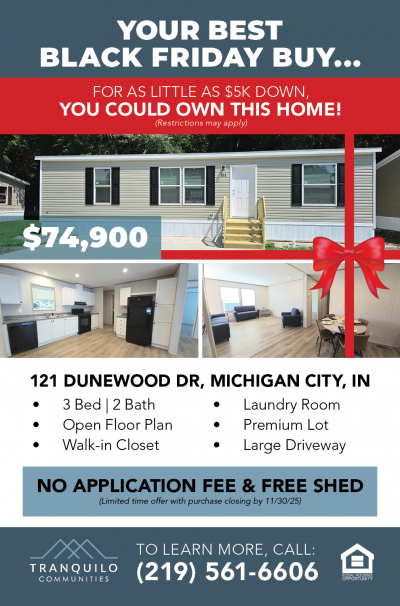 Mobile Home at 121 Dunewood Drive Lot 121 Michigan City, IN 46360