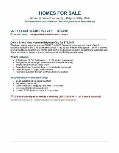 Mobile Home at 1060 S Main St Brigham, UT 84302