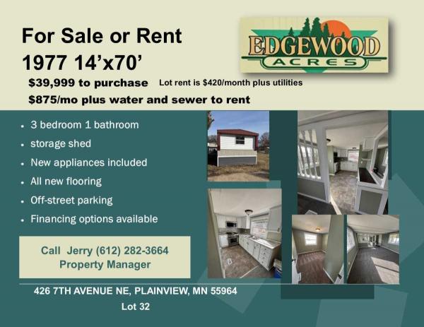 1977  Mobile Home For Sale