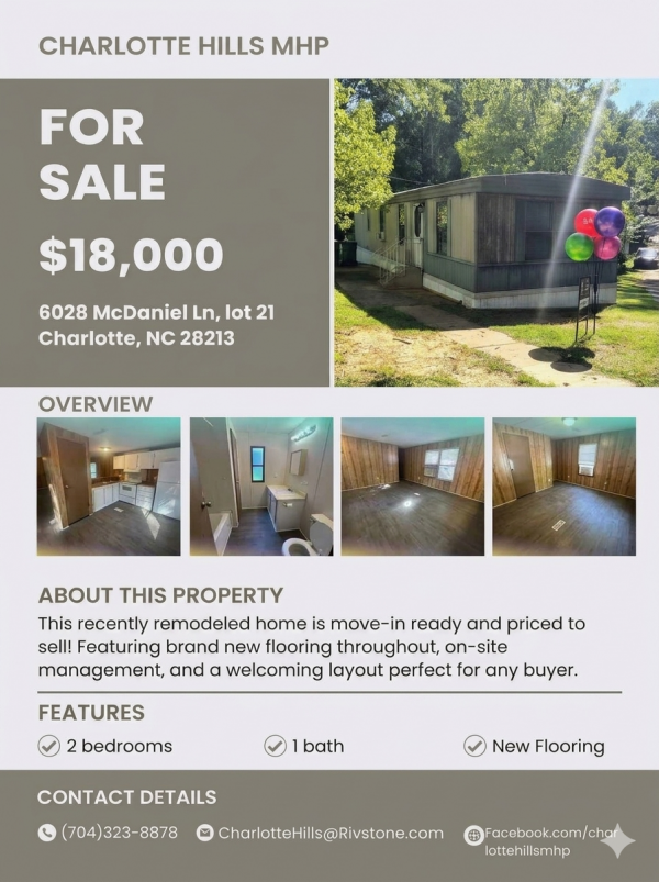 Photo 1 of 2 of home located at 6028 Mcdaniel Ln #21 Charlotte, NC 28213