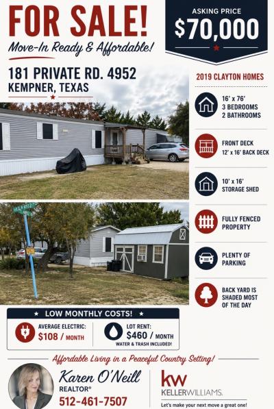 Mobile Home at 181 Private Road 4952 Kempner, TX 76539