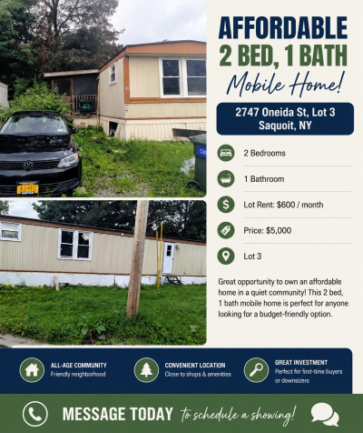 Mobile Home at 2747 Oneida St Sauquoit, NY 13456