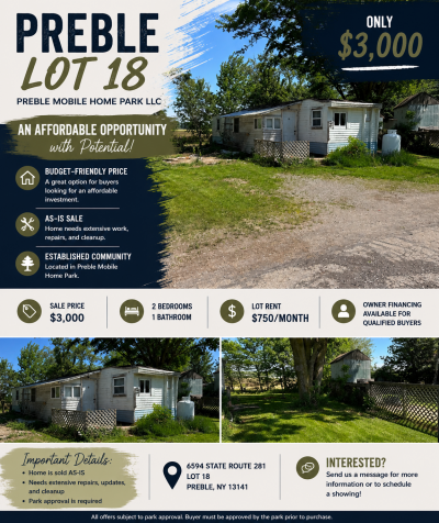 Mobile Home at 6594 State Route 281 Lot 18 Preble, NY 13141