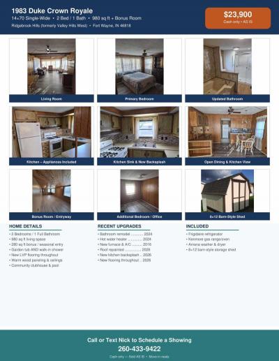Mobile Home at 5602 Squiredale Ln Fort Wayne, IN 46818