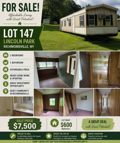 Mobile Home at 122 Lincoln Park Richmondville, NY 12149
