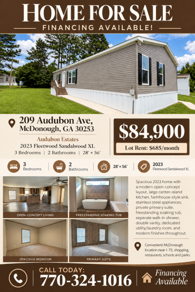 Mobile Home at 209 Audubon Avenue McDonough, GA 30253