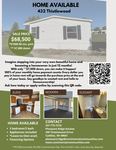 Mobile Home at 432 Thistlewood Cadillac, MI 49601