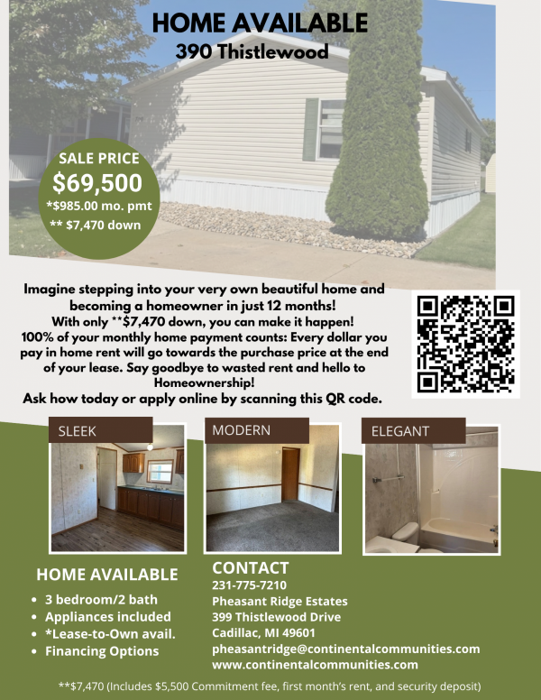 Photo 1 of 2 of home located at 390 Thistlewood Cadillac, MI 49601