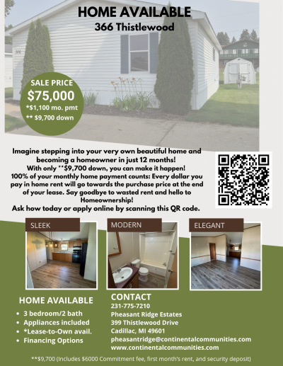 Mobile Home at 366 Thistlewood Cadillac, MI 49601